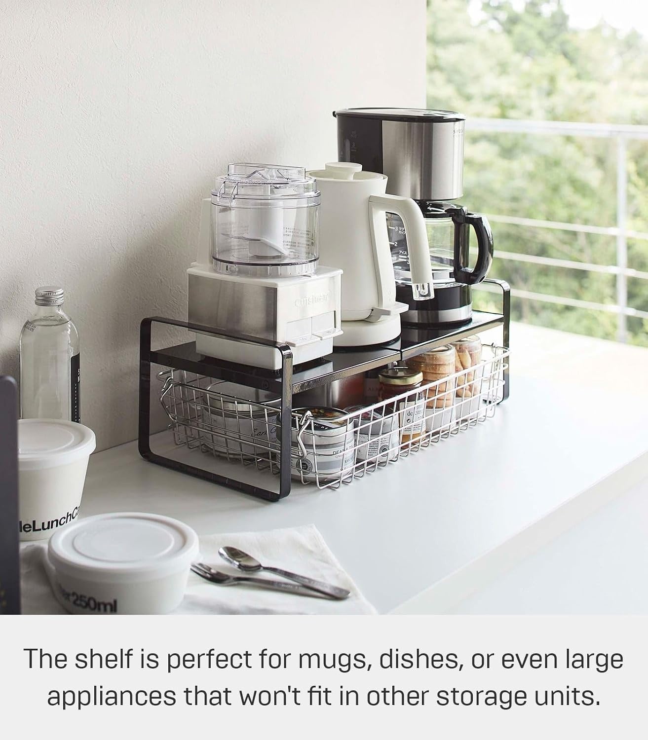 image:imageYAMAZAKI Home Tower Expandable Support Rack Kitchen Storage Shelf Organizer Small SteelBlack