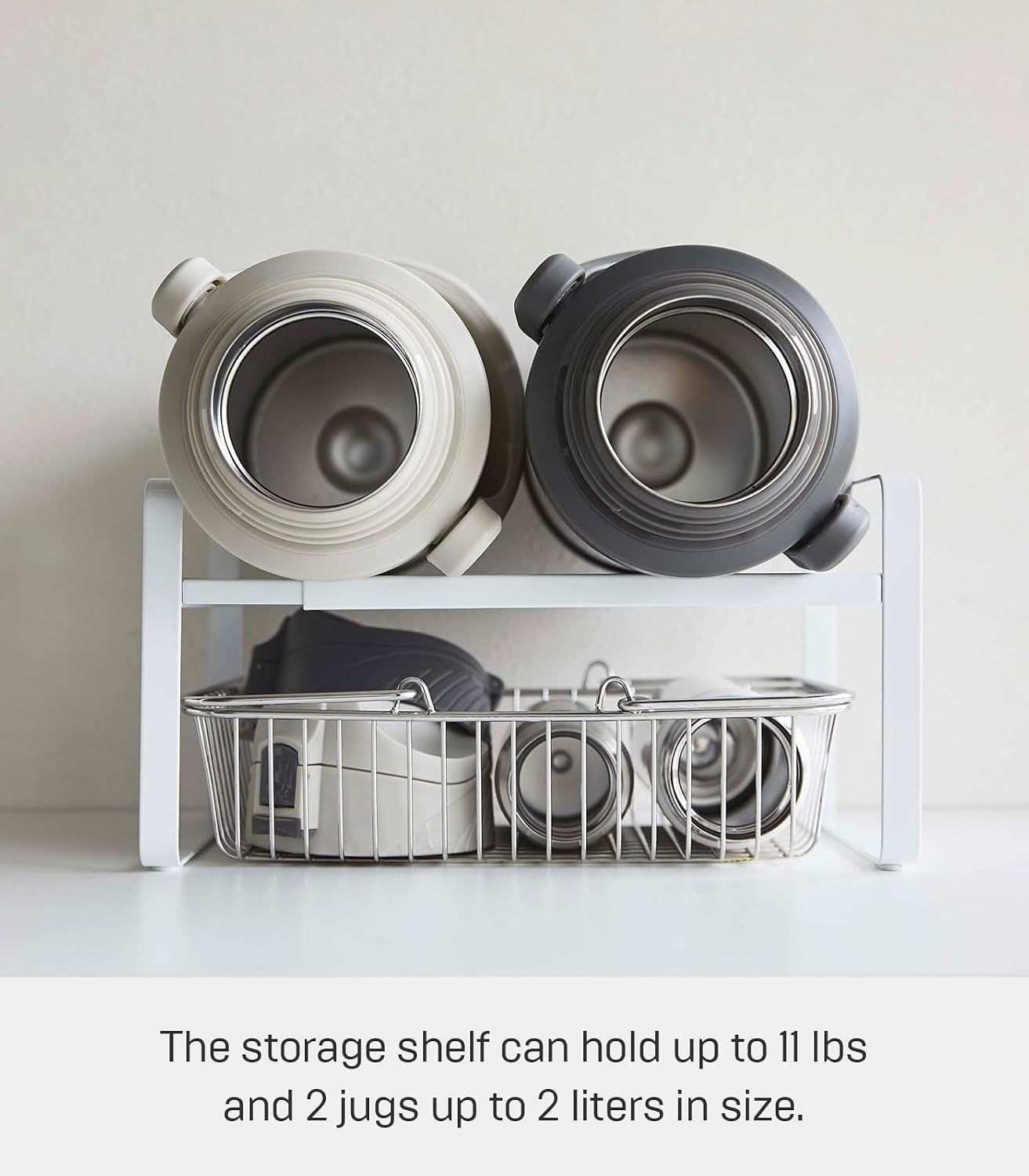 image:imageYAMAZAKI Home Tower Expandable Support Rack Kitchen Storage Shelf Organizer Small SteelWhite