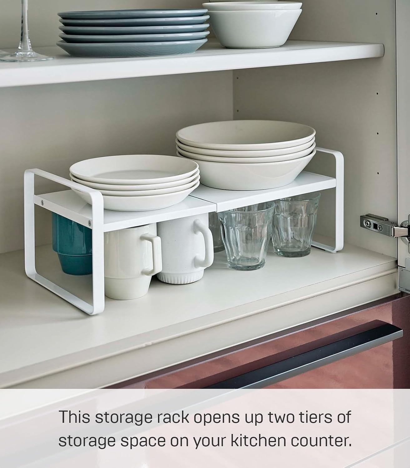 image:imageYAMAZAKI Home Tower Expandable Support Rack Kitchen Storage Shelf Organizer Small SteelWhite