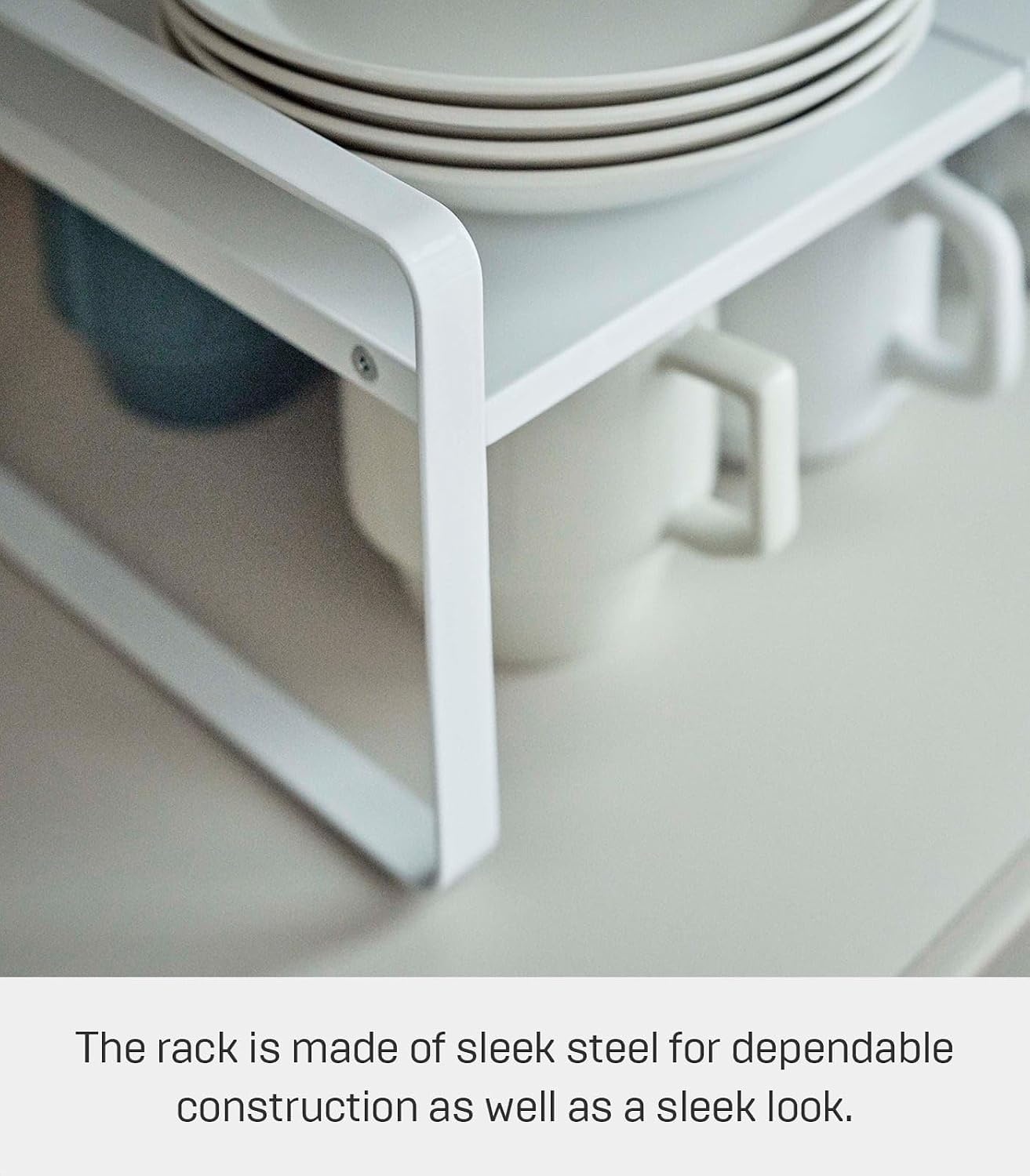 image:imageYAMAZAKI Home Tower Expandable Support Rack Kitchen Storage Shelf Organizer Small SteelWhite