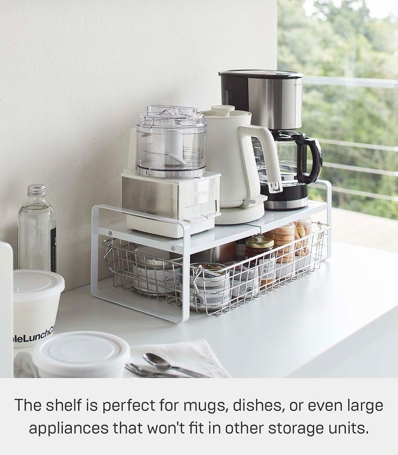 image:imageYAMAZAKI Home Tower Expandable Support Rack Kitchen Storage Shelf Organizer Small SteelWhite