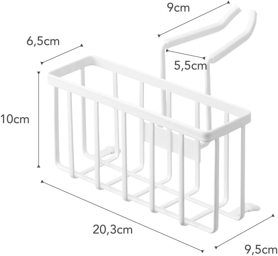 image:imageYAMAZAKI Home Tower FaucetHanging Sponge Caddy Kitchen Sink Dish Soap Bottle Brush Scrubber Organizer Holder Metal with Silicone Protection SteelWhite