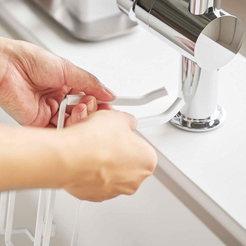 image:imageYAMAZAKI Home Tower FaucetHanging Sponge Caddy Kitchen Sink Dish Soap Bottle Brush Scrubber Organizer Holder Metal with Silicone Protection SteelWht