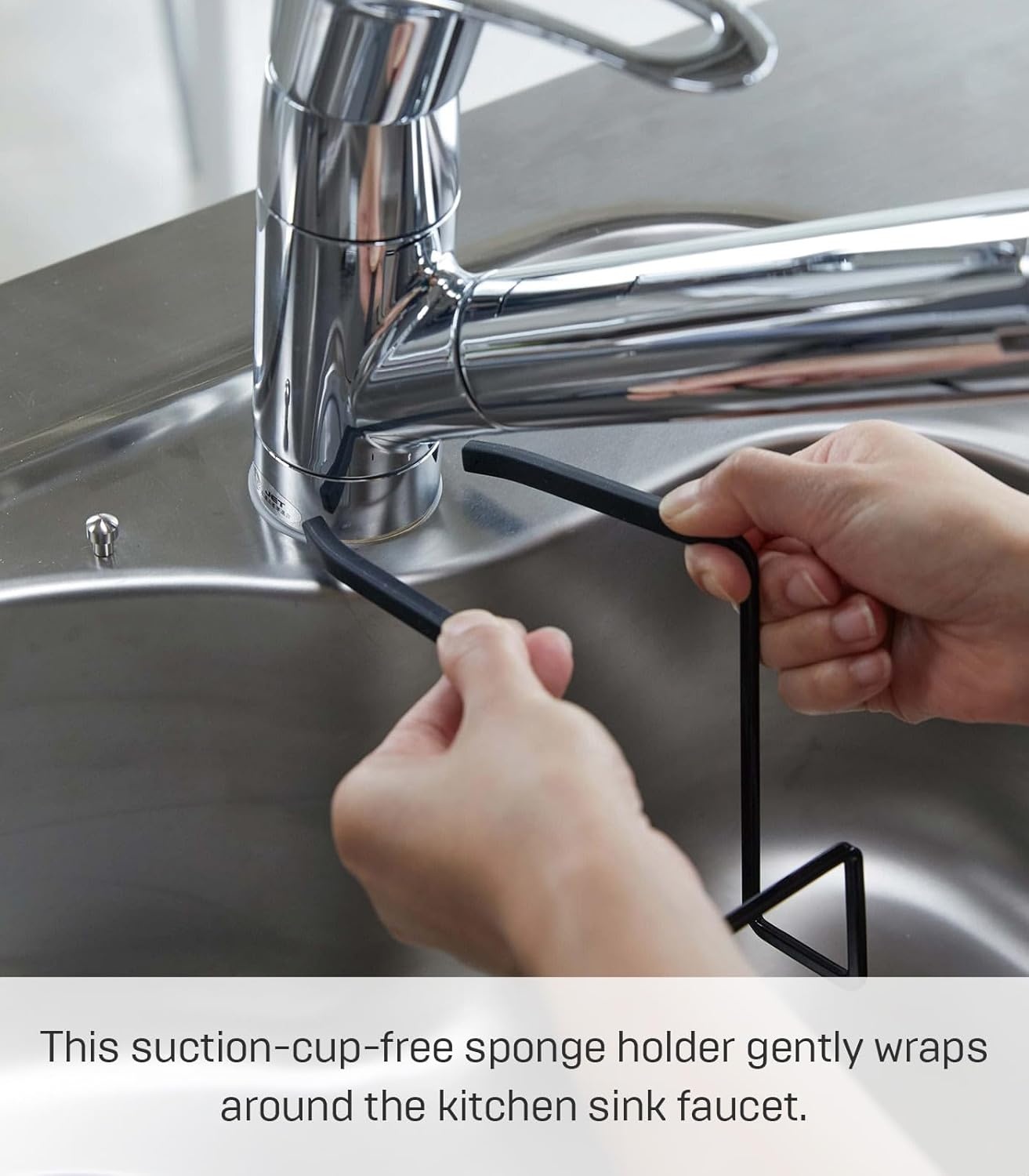 image:imageYAMAZAKI Home Tower FaucetHanging Sponge Holder Kitchen Organizer Sink Rack Basket Single SteelBlack