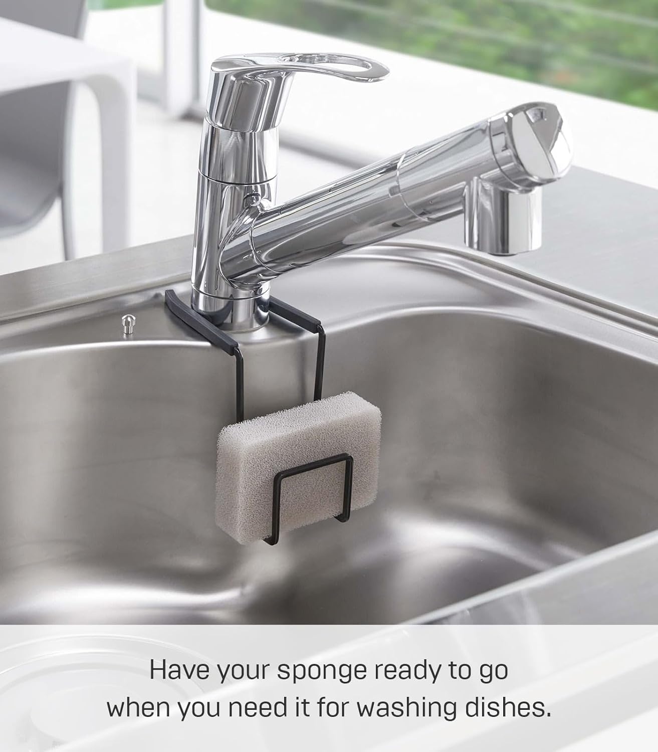 image:imageYAMAZAKI Home Tower FaucetHanging Sponge Holder Kitchen Organizer Sink Rack Basket Single SteelBlack