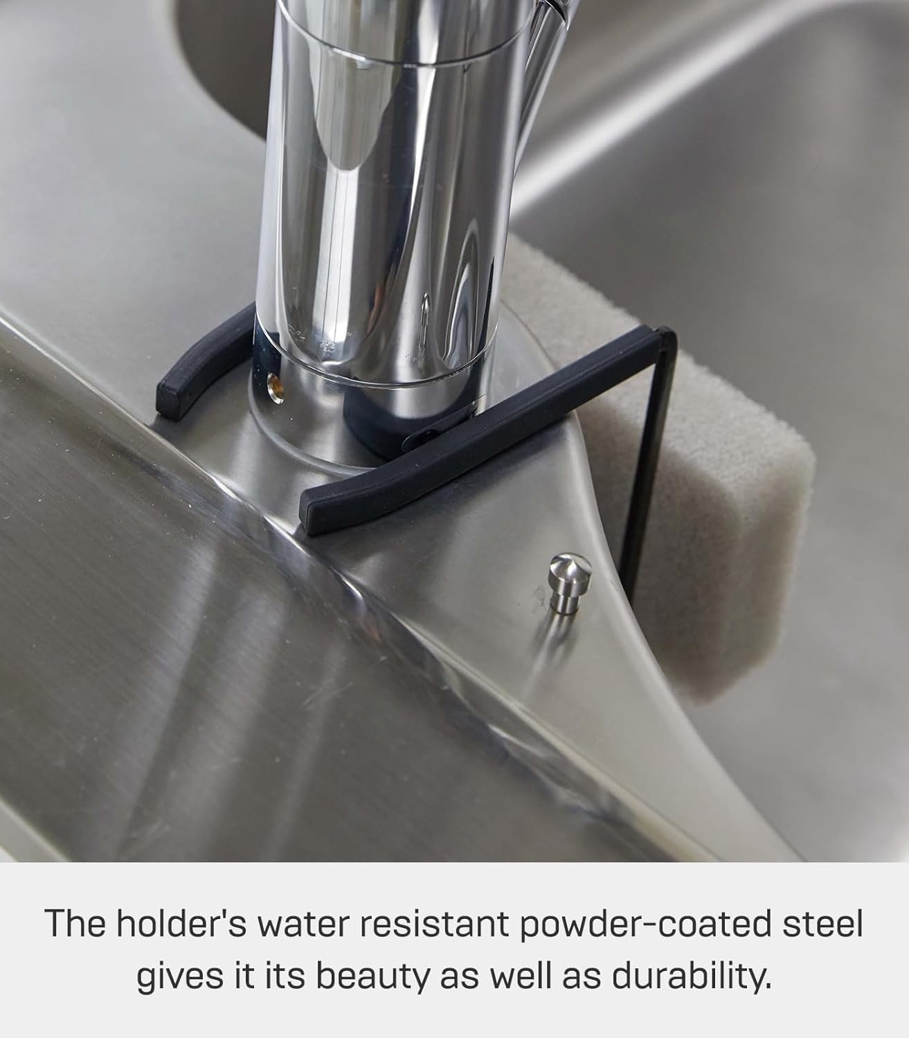 image:imageYAMAZAKI Home Tower FaucetHanging Sponge Holder Kitchen Organizer Sink Rack Basket Single SteelBlack
