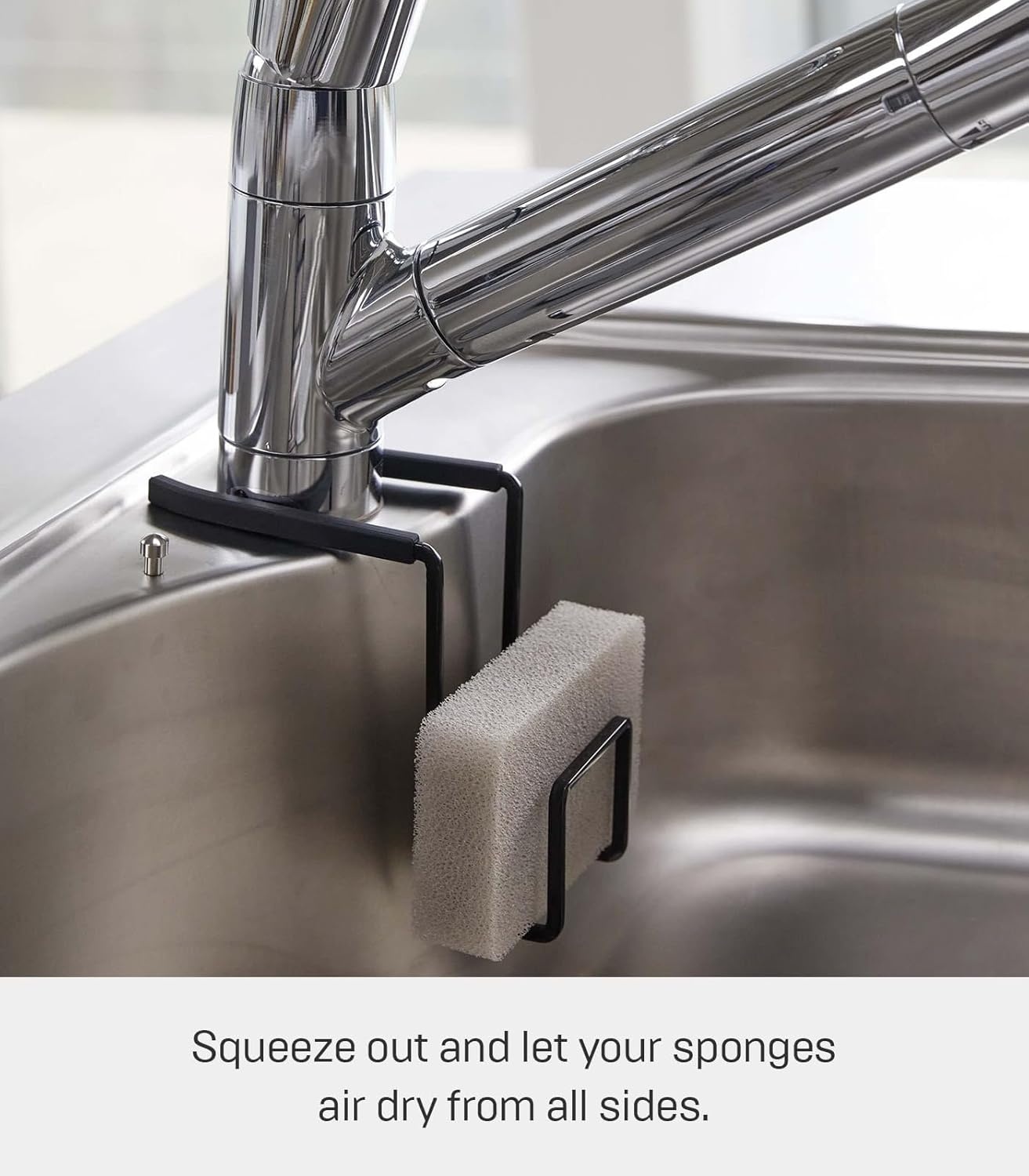 image:imageYAMAZAKI Home Tower FaucetHanging Sponge Holder Kitchen Organizer Sink Rack Basket Single SteelBlack