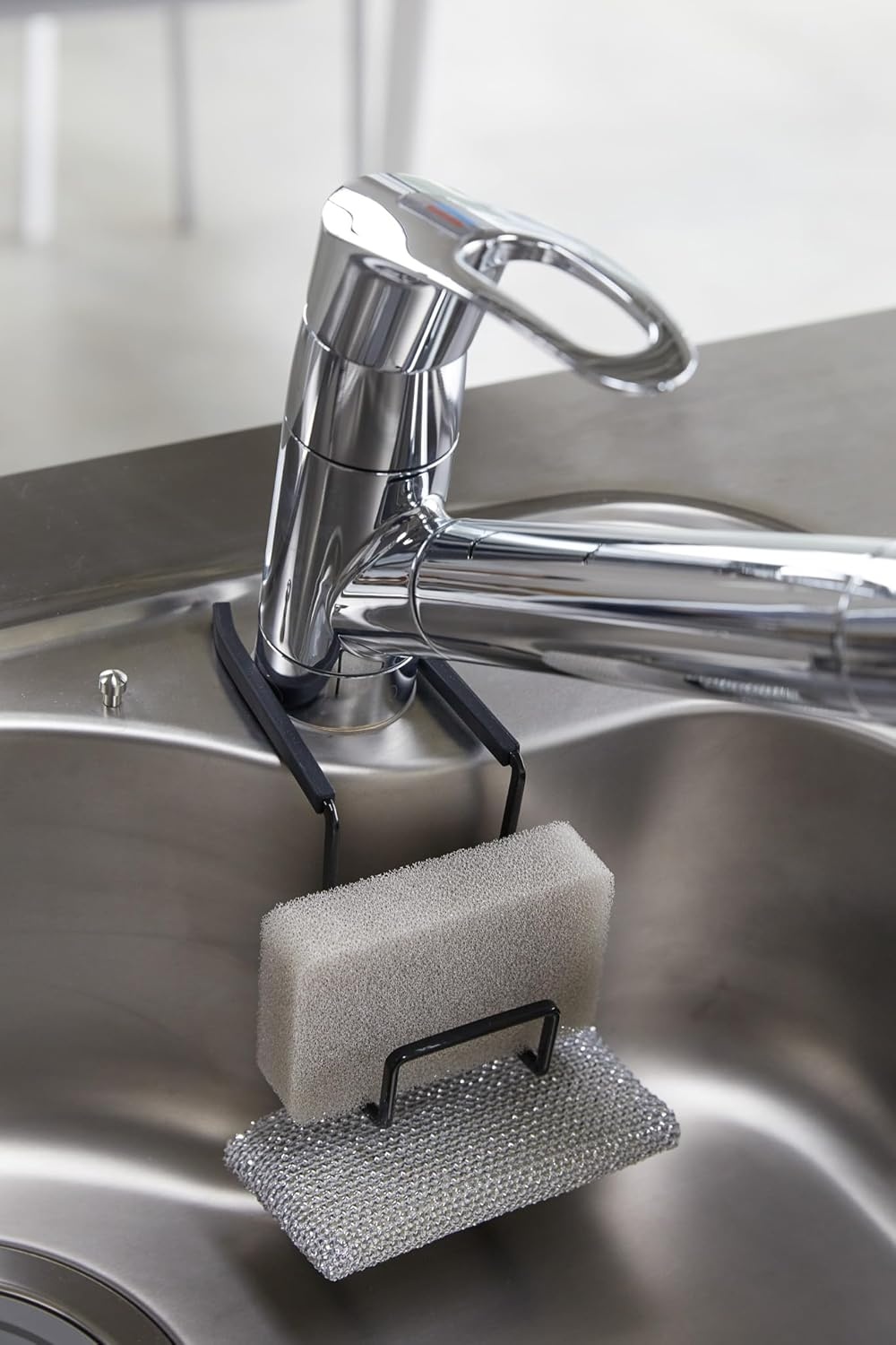 image:imageYAMAZAKI Home Tower FaucetHanging Sponge Holder Kitchen Organizer Sink Rack Basket Single SteelBlack
