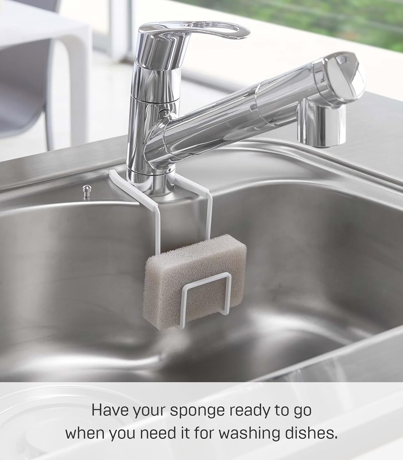 image:imageYAMAZAKI Home Tower FaucetHanging Sponge Holder Kitchen Organizer Sink Rack Basket Single SteelWhite
