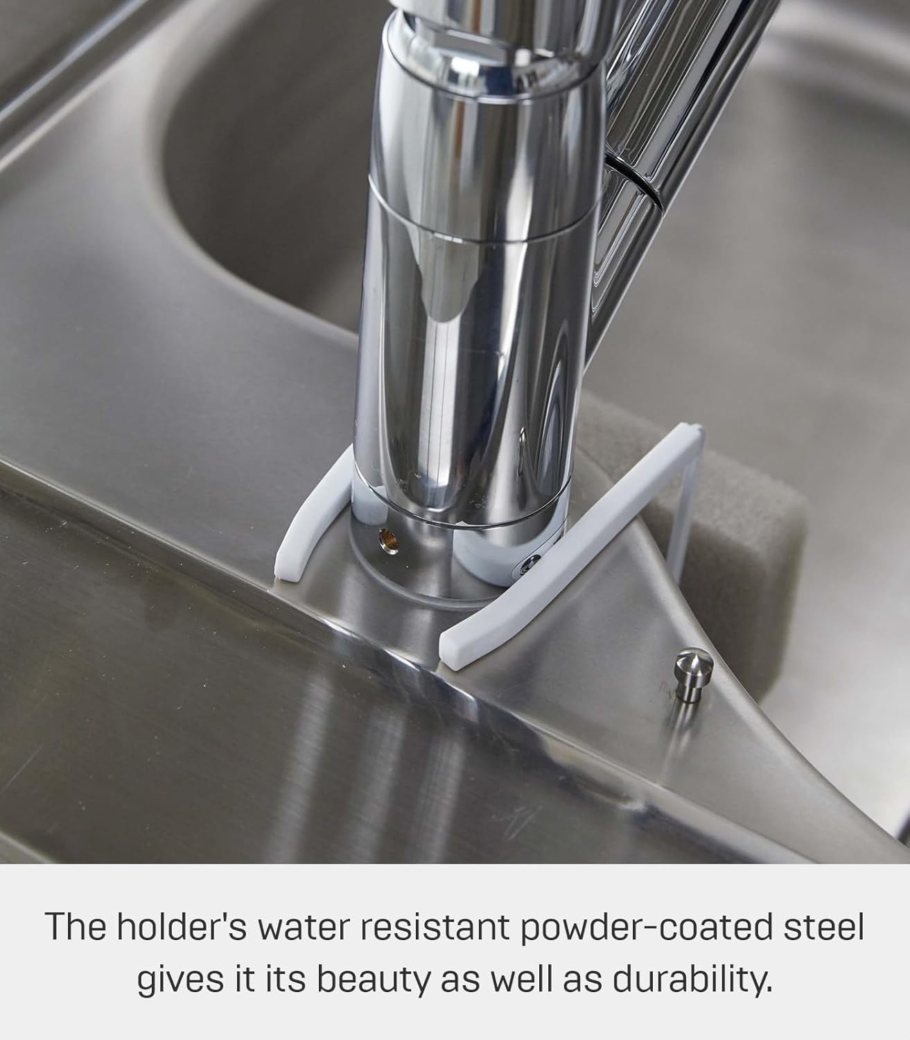 image:imageYAMAZAKI Home Tower FaucetHanging Sponge Holder Kitchen Organizer Sink Rack Basket Single SteelWhite