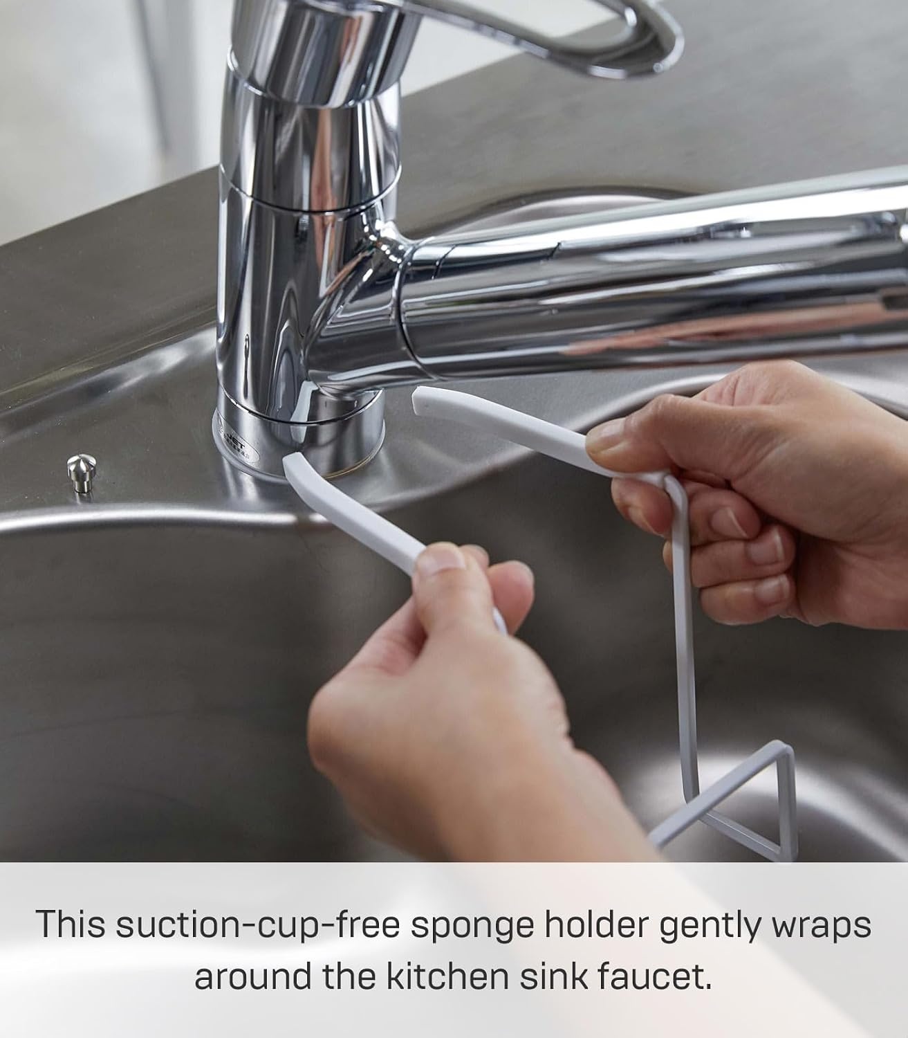 image:imageYAMAZAKI Home Tower FaucetHanging Sponge Holder Kitchen Organizer Sink Rack Basket Single SteelWhite