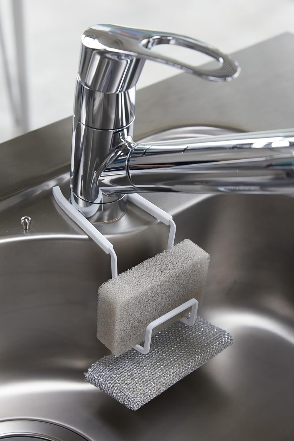 image:imageYAMAZAKI Home Tower FaucetHanging Sponge Holder Kitchen Organizer Sink Rack Basket Single SteelWhite