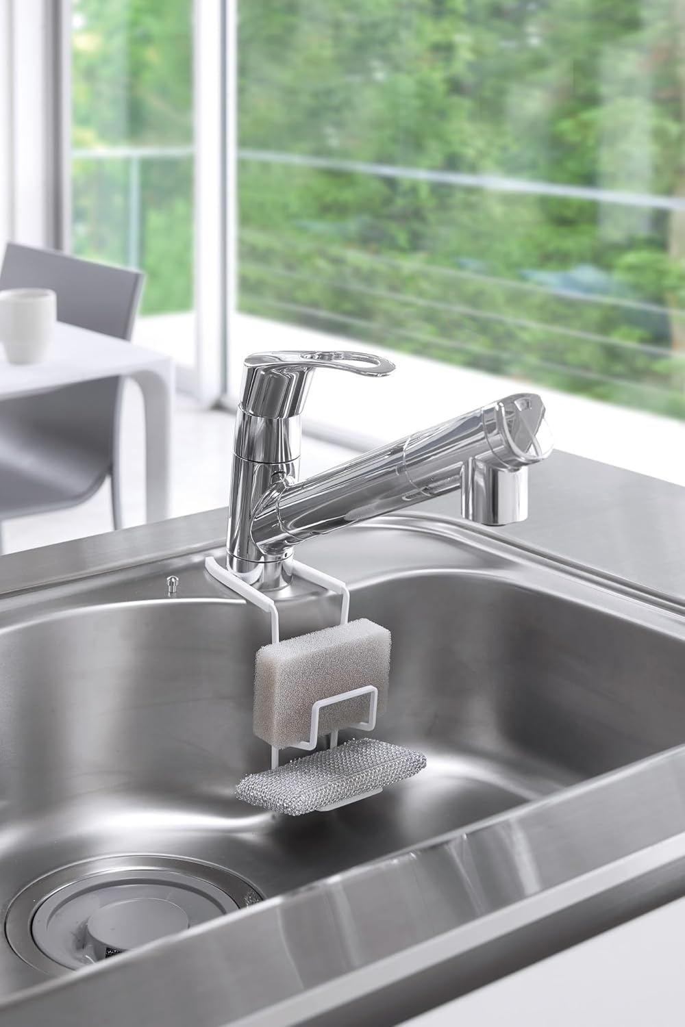 image:imageYAMAZAKI Home Tower FaucetHanging Sponge Holder Kitchen Organizer Sink Rack Basket Single SteelWhite