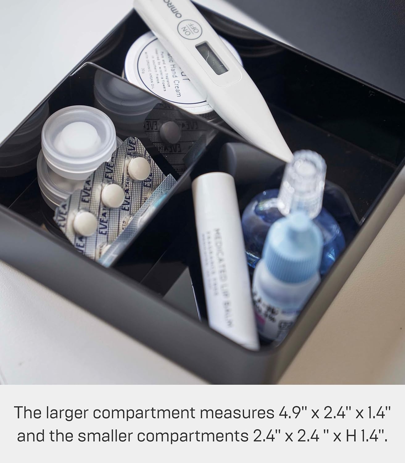 image:imageYAMAZAKI Home Tower First Aid Box Three Tiered Medical Supplies Metal Organizer With Multicompartment Storage Steel WoodBlack
