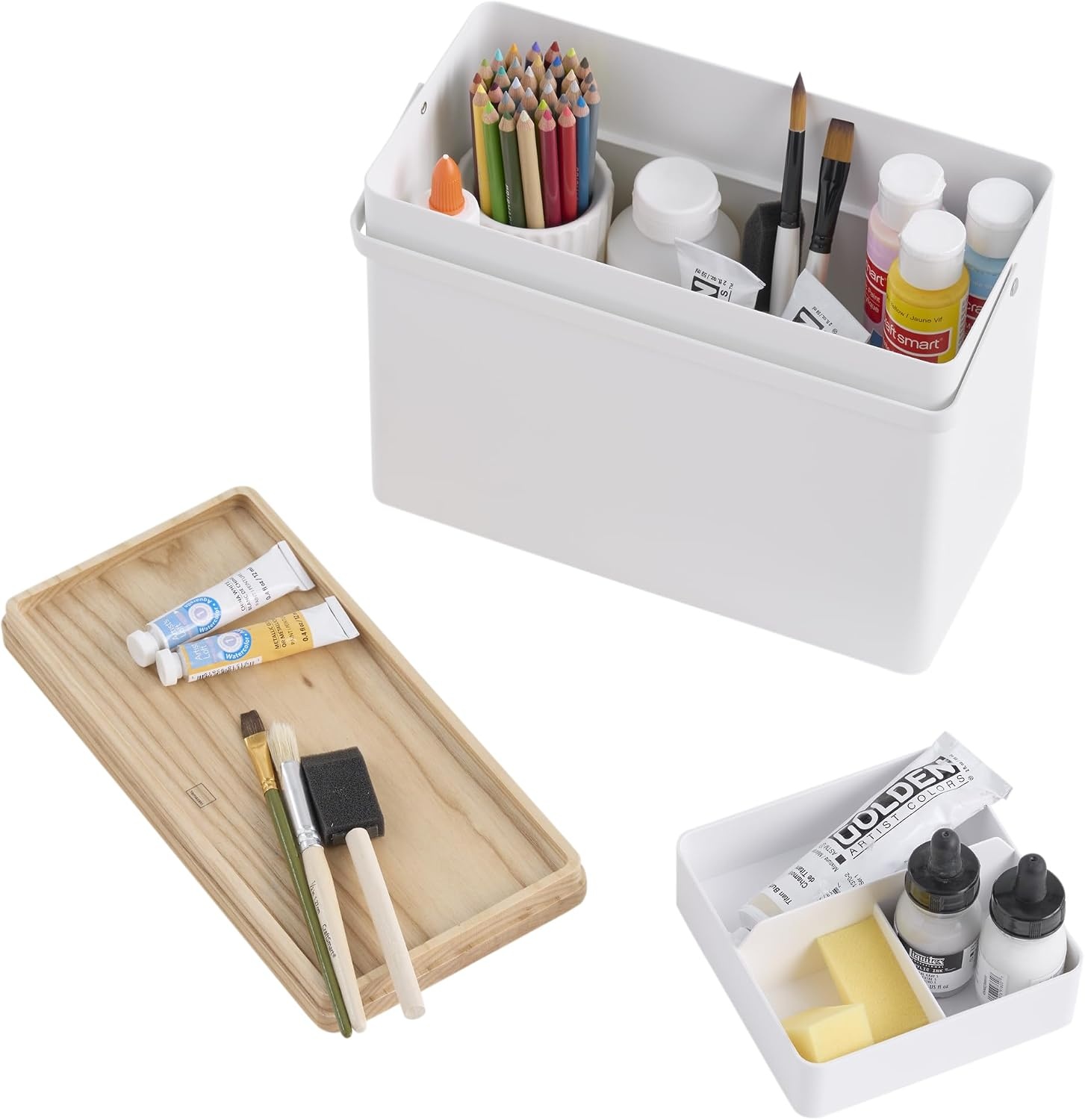 image:imageYAMAZAKI Home Tower First Aid Box Three Tiered Medical Supplies Metal Organizer With Multicompartment Storage Steel WoodWhite