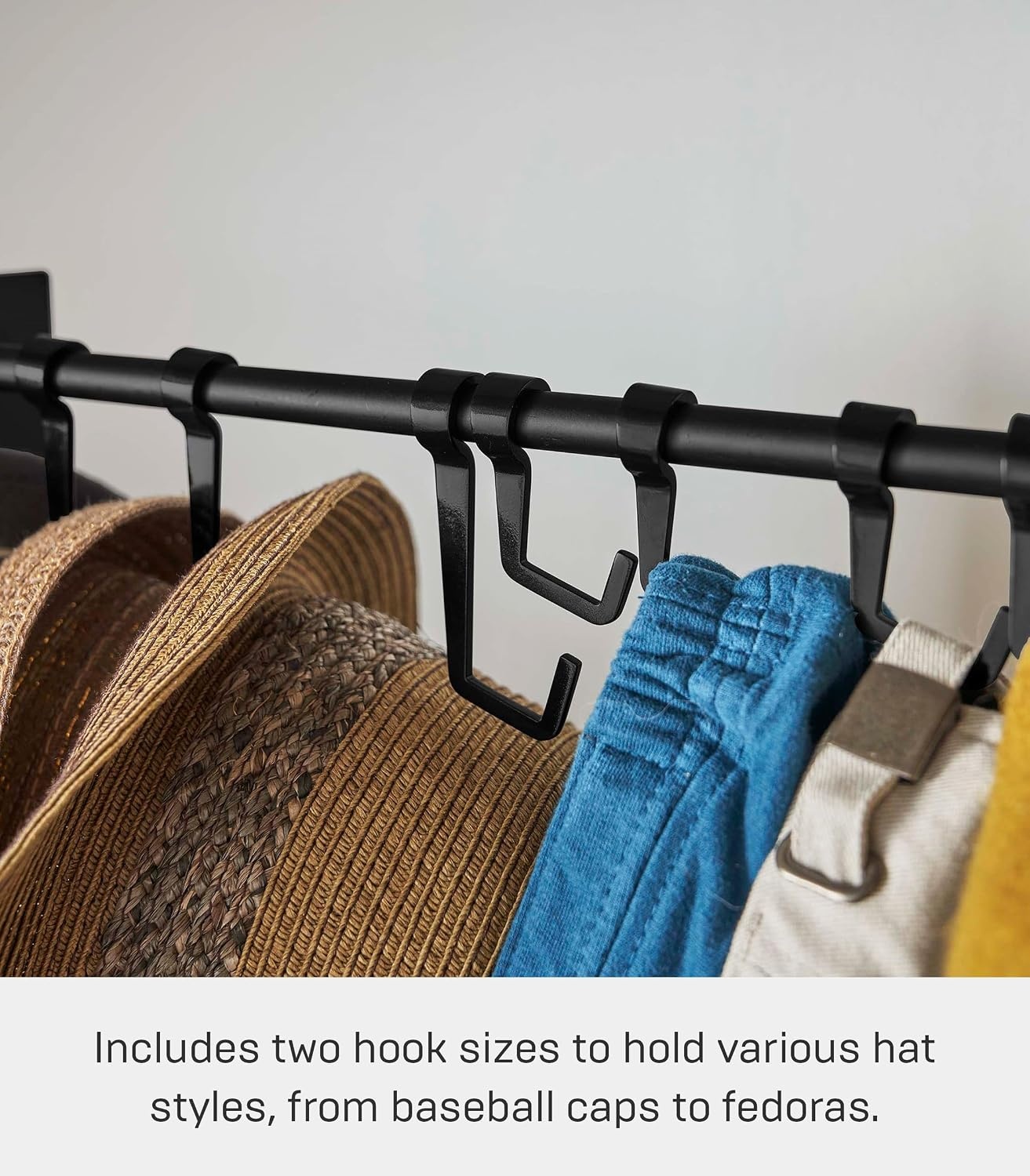 image:imageYAMAZAKI Home Tower Hat Hanger Rack Expandable Metal Storage Organizer Hooks For Closet SteelBlack