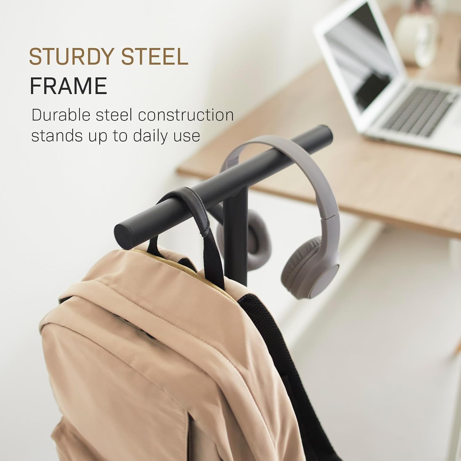 image:imageYAMAZAKI Home Tower Home Backpack Stand With Cubby Adult And Kids Backpack Organizer With Hanger Bar Hooks And Storage Basket For School Bags Supplies Entryway SteelBlack