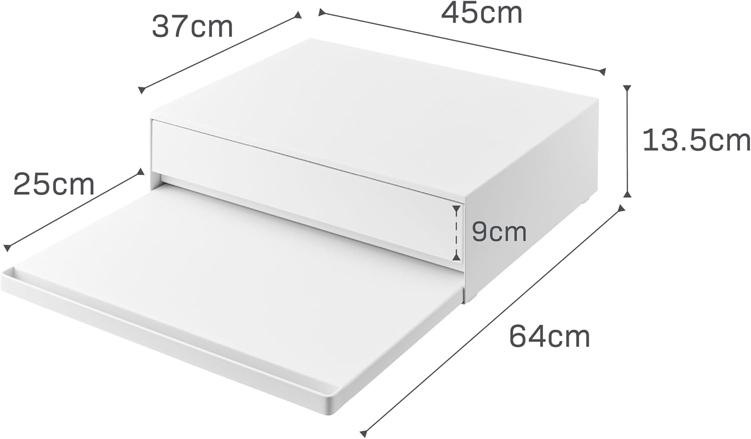 image:imageYAMAZAKI Home Tower Kitchen Countertop Organizer Appliance Stand with Drawer and PullOut Shelf Steel Microwave Stand with Drawer Modern Countertop Shelf Organizer White SpaceSaving DesignWhite