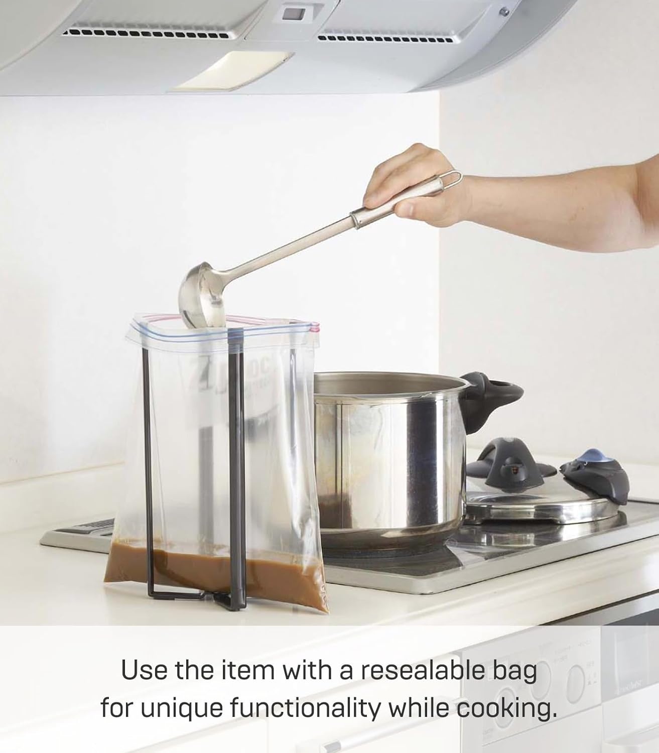 image:imageYAMAZAKI Home Tower Kitchen Multi Eco Stand Multifunctional Plastic Bag Holder Bottle Dryer SteelBlack