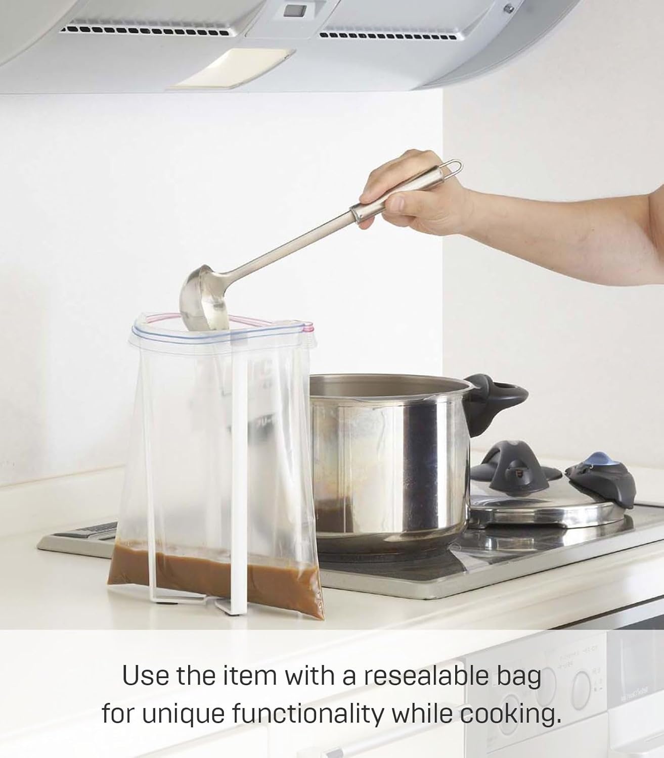 image:imageYAMAZAKI Home Tower Kitchen Multi Eco Stand Multifunctional Plastic Bag Holder Bottle Dryer SteelWhite