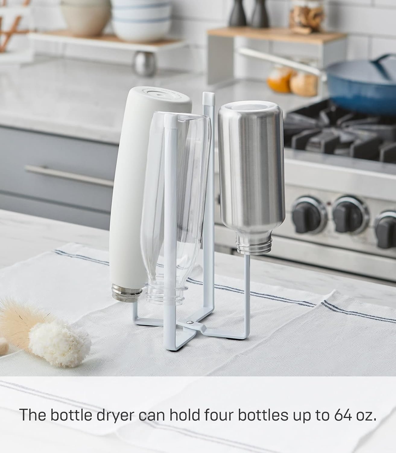 image:imageYAMAZAKI Home Tower Kitchen Multi Eco Stand Multifunctional Plastic Bag Holder Bottle Dryer SteelWhite