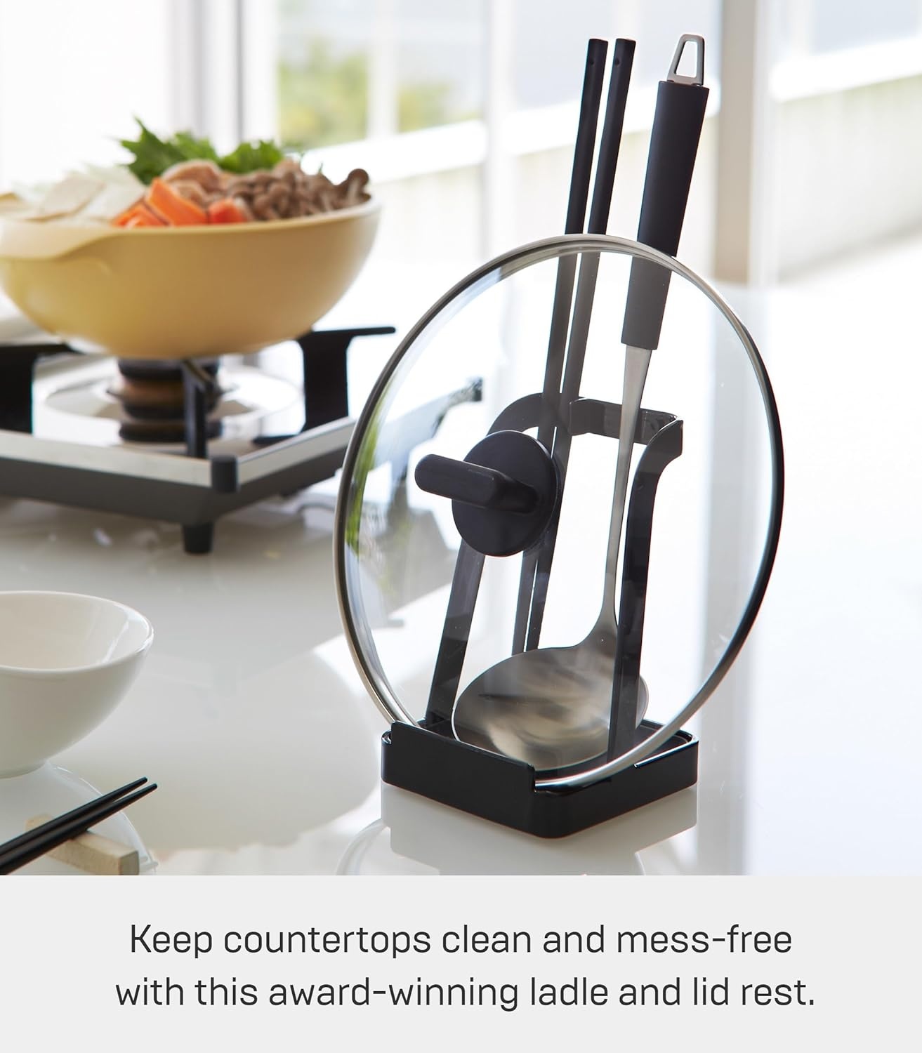 image:imageYAMAZAKI Home Tower Ladle Holder Lid Stand For Utensils In Kitchen SteelBlack
