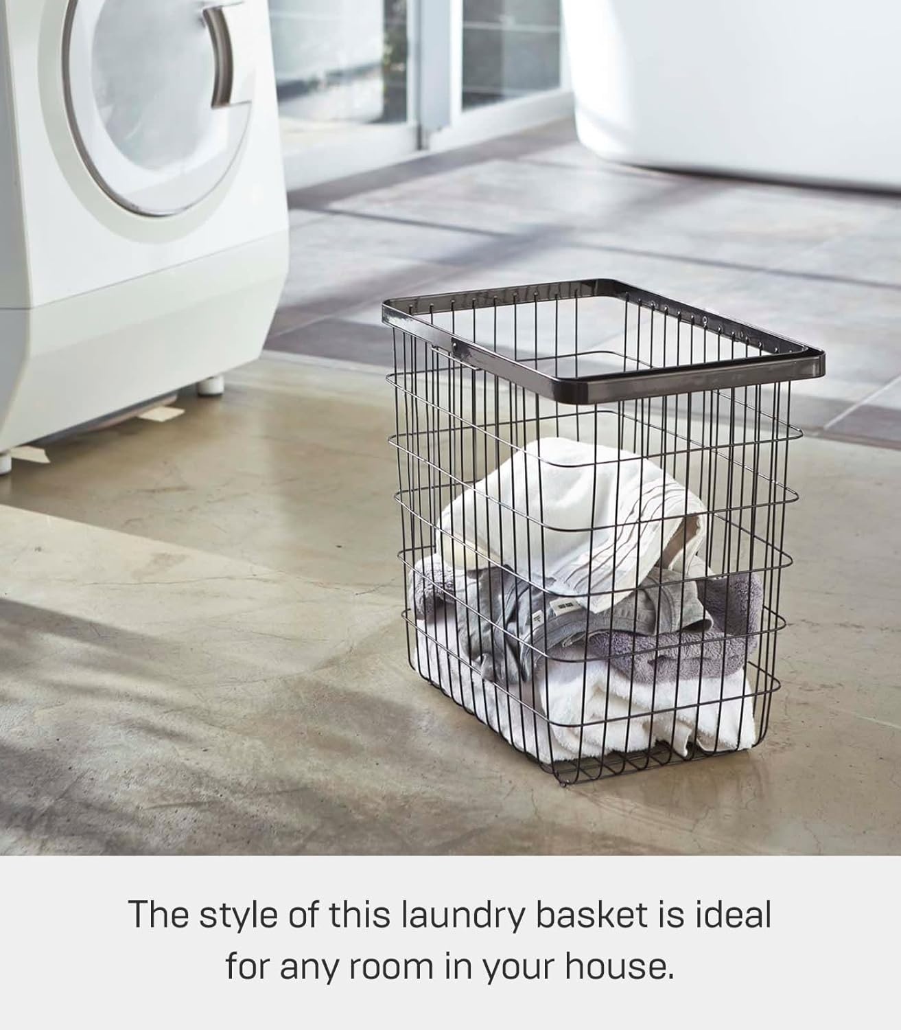 image:imageYAMAZAKI Home Tower Laundry Basket Storage Hamper 15 Steel 875 Gallons 33 LitersBlack