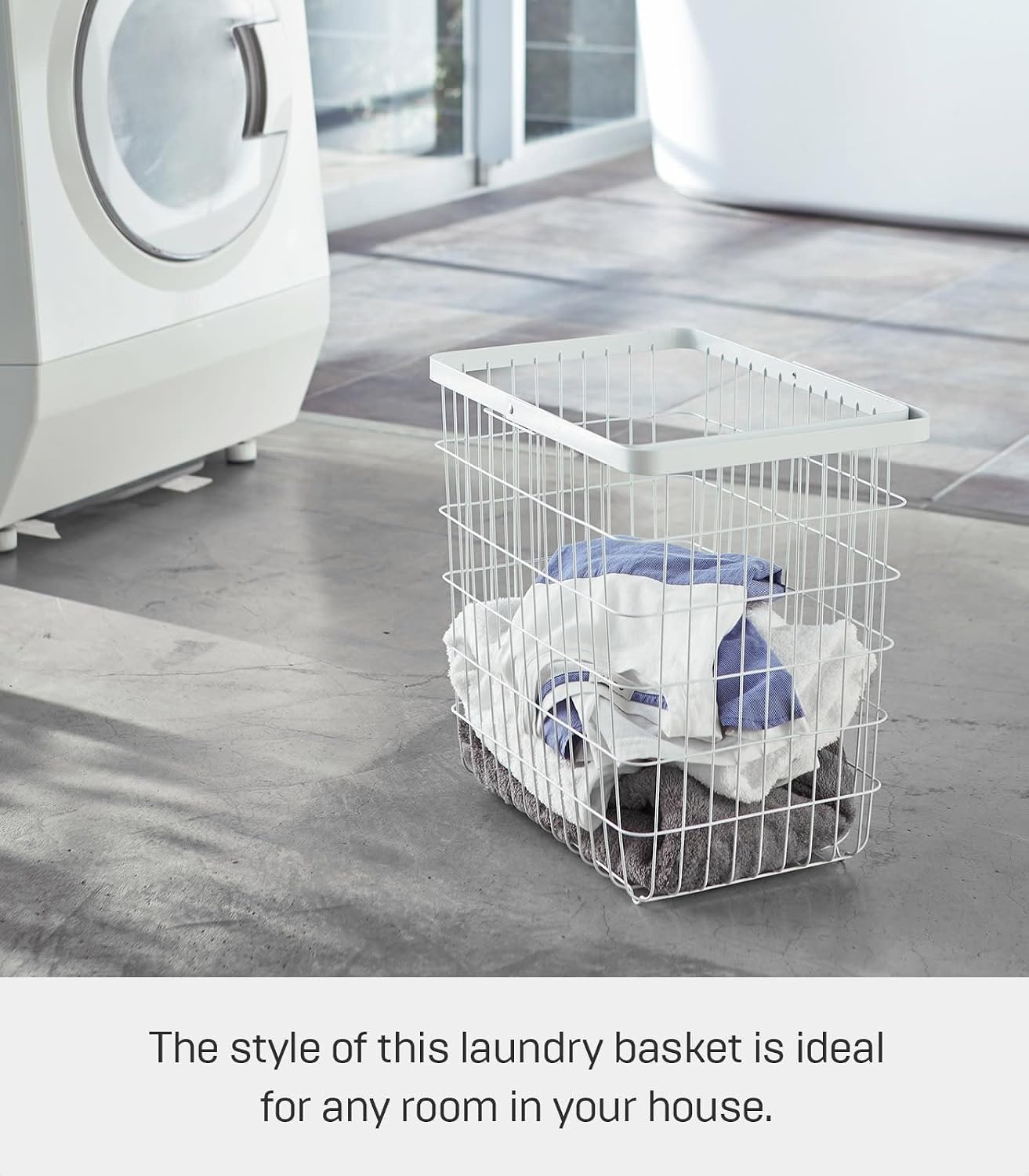 image:imageYAMAZAKI Home Tower Laundry Basket Storage Hamper 15 Steel 875 Gallons 33 LitersWhite