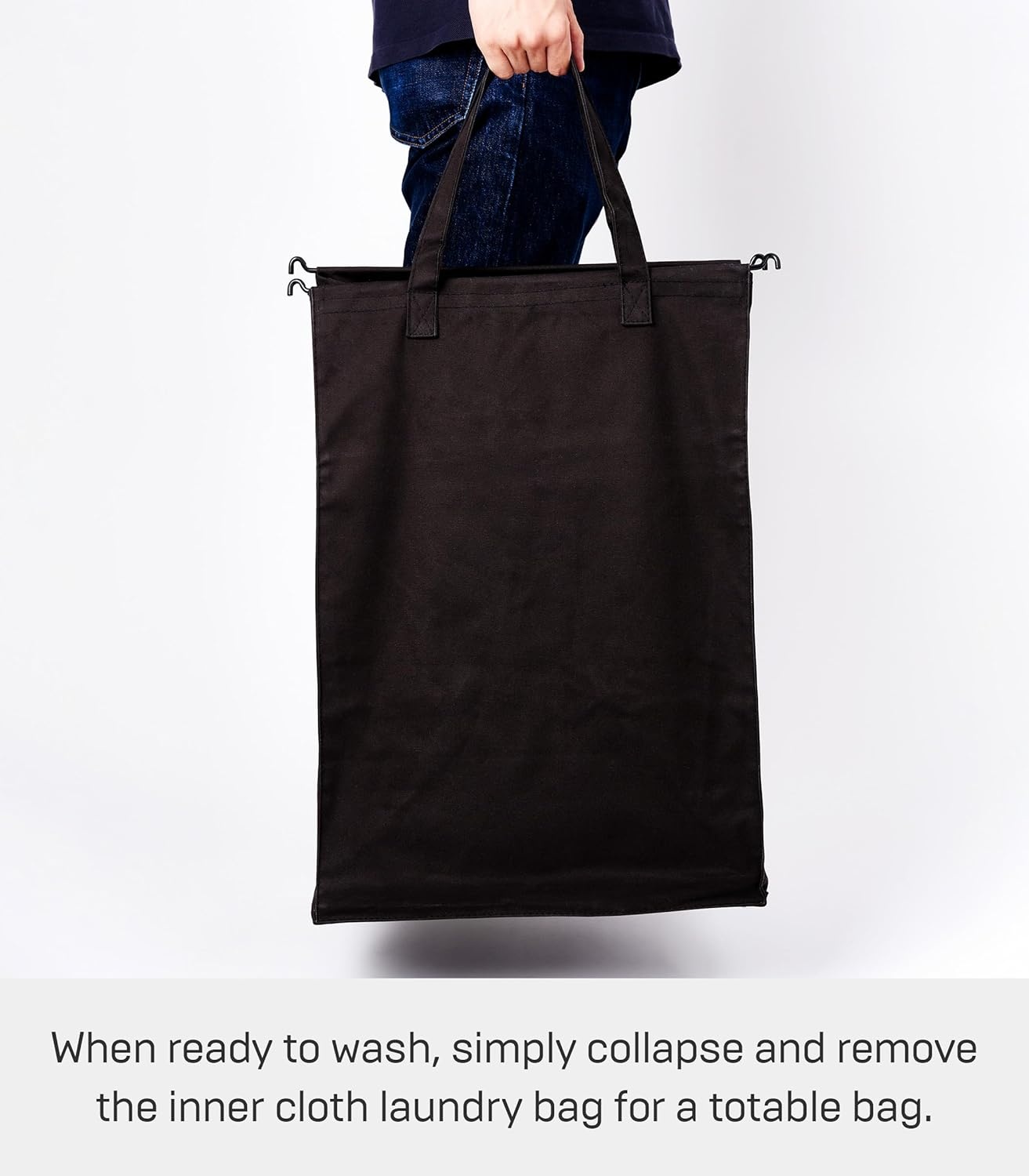 image:imageYAMAZAKI Home Tower Laundry Hamper Clothes Basket with Cotton Liner Small 252 Steel Cotton 12 Gallons 45 LitersBlack