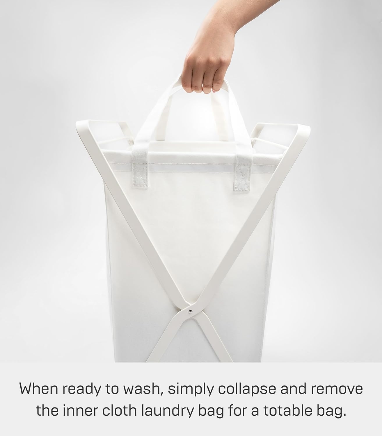 image:imageYAMAZAKI Home Tower Laundry Hamper Clothes Basket with Cotton Liner Small 252 Steel Cotton 12 Gallons 45 LitersWhite