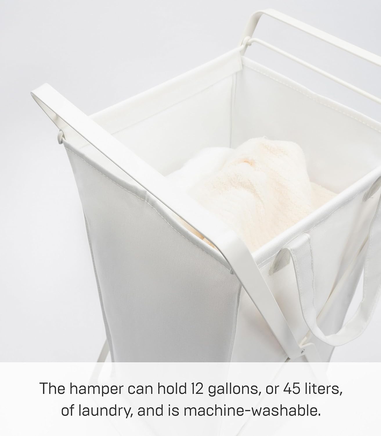 image:imageYAMAZAKI Home Tower Laundry Hamper Clothes Basket with Cotton Liner Small 252 Steel Cotton 12 Gallons 45 LitersWhite