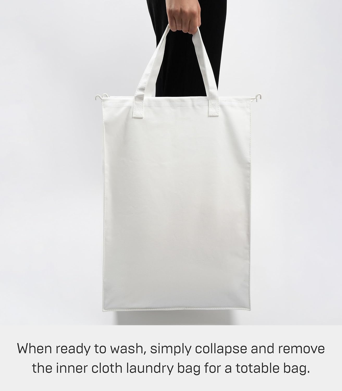 image:imageYAMAZAKI Home Tower Laundry Hamper Clothes Basket with Cotton Liner Small 252 Steel Cotton 12 Gallons 45 LitersWhite