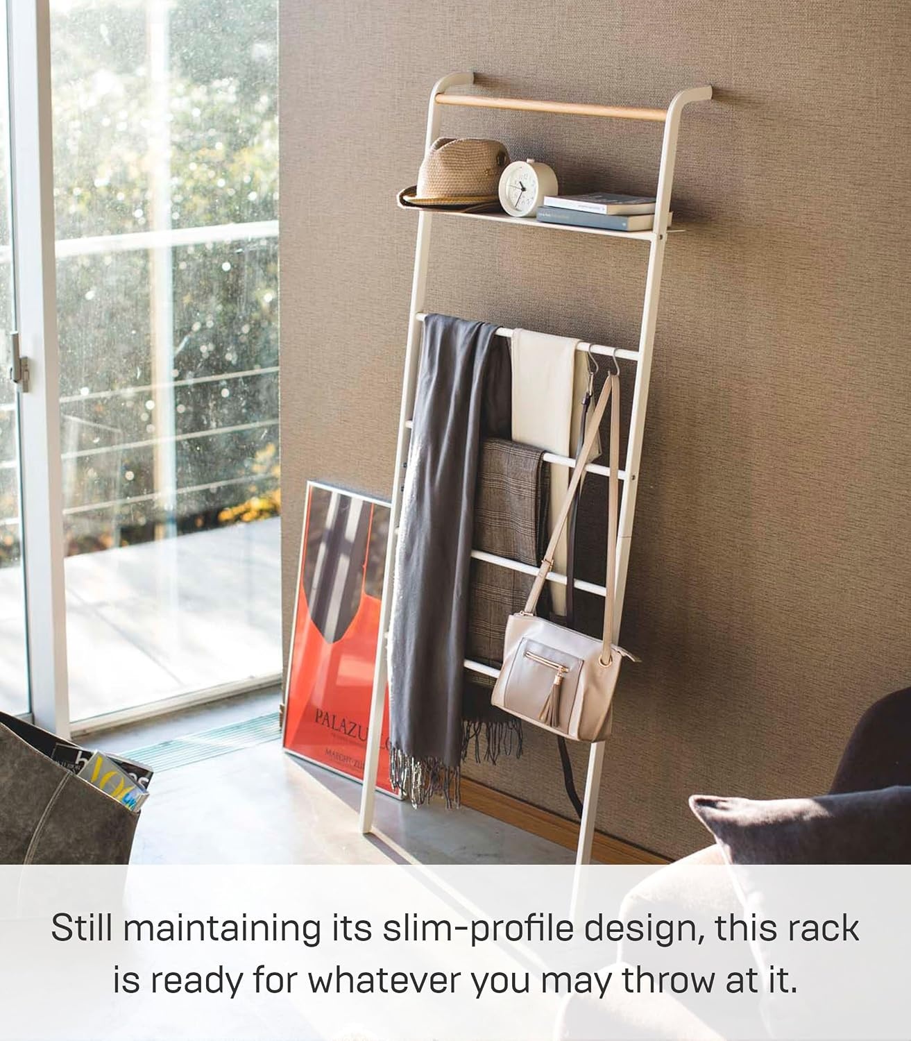 image:imageYAMAZAKI Home Tower Leaning Ladder Rack Space Saving Shelf 63 Steel