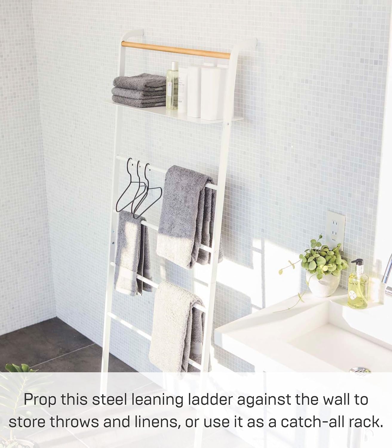 image:imageYAMAZAKI Home Tower Leaning Ladder Rack Space Saving Shelf 63 Steel