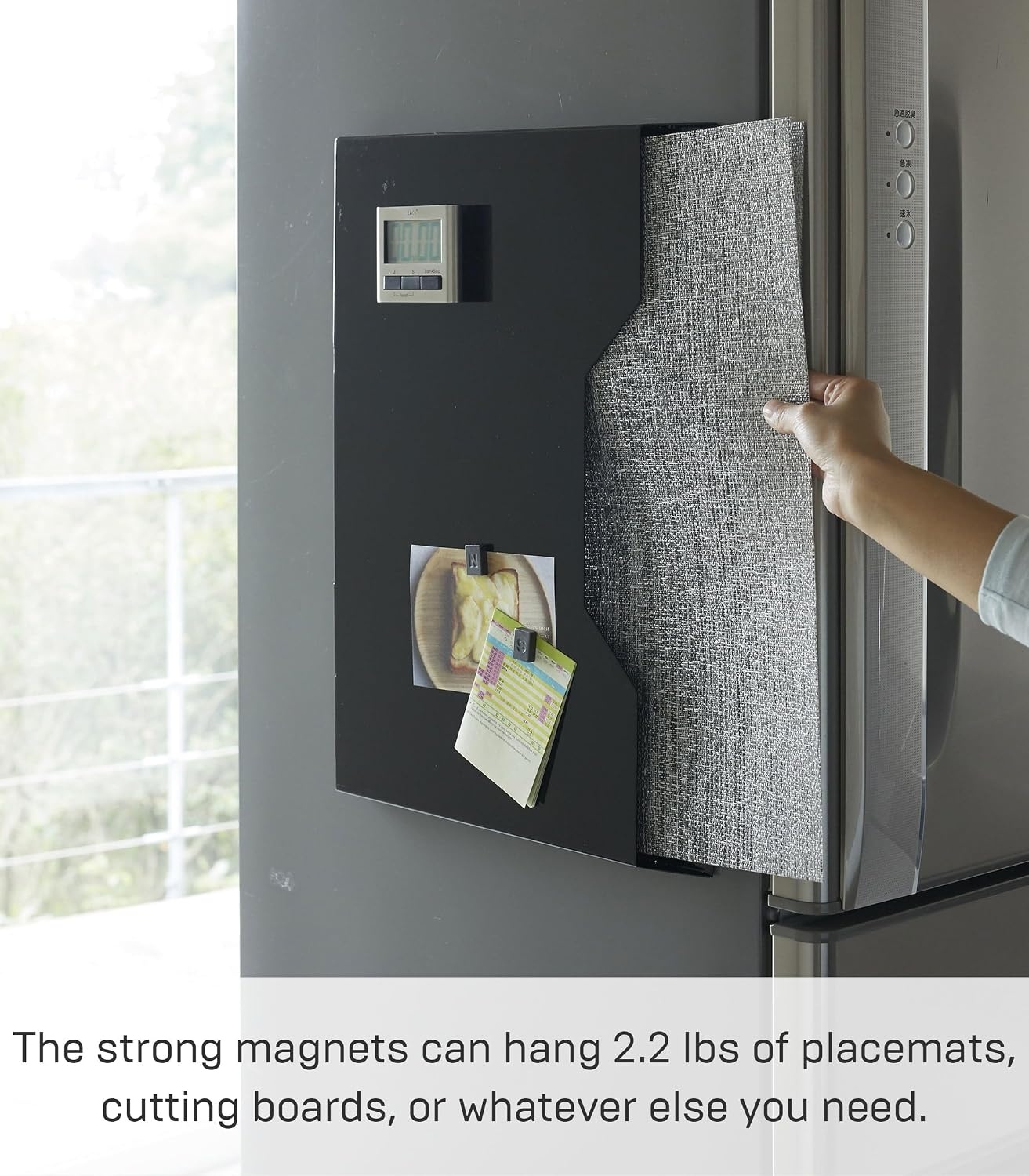 image:imageYAMAZAKI Home Tower Magnetic Placemat Organizer Rack Pocket Wall File For Fridge SteelBlack