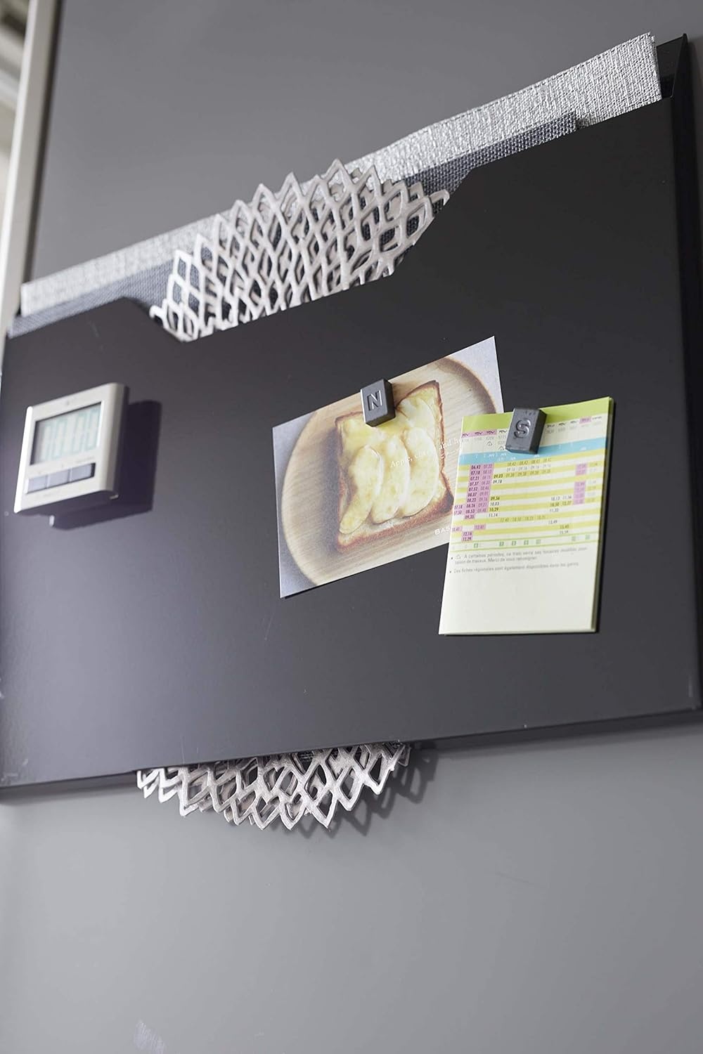 image:imageYAMAZAKI Home Tower Magnetic Placemat Organizer Rack Pocket Wall File For Fridge SteelBlack