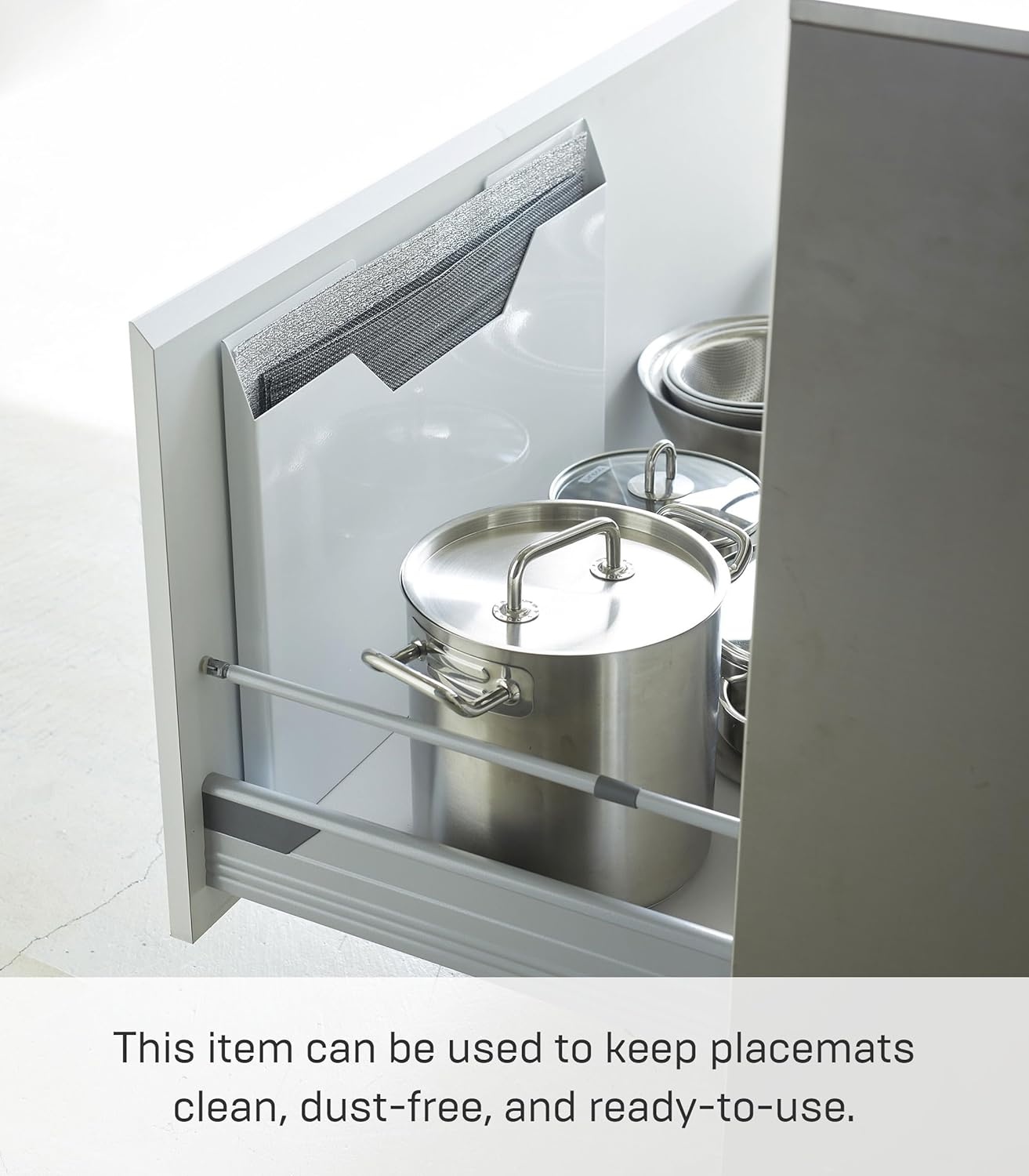 image:imageYAMAZAKI Home Tower Magnetic Placemat Organizer Rack Pocket Wall File For Fridge SteelWhite