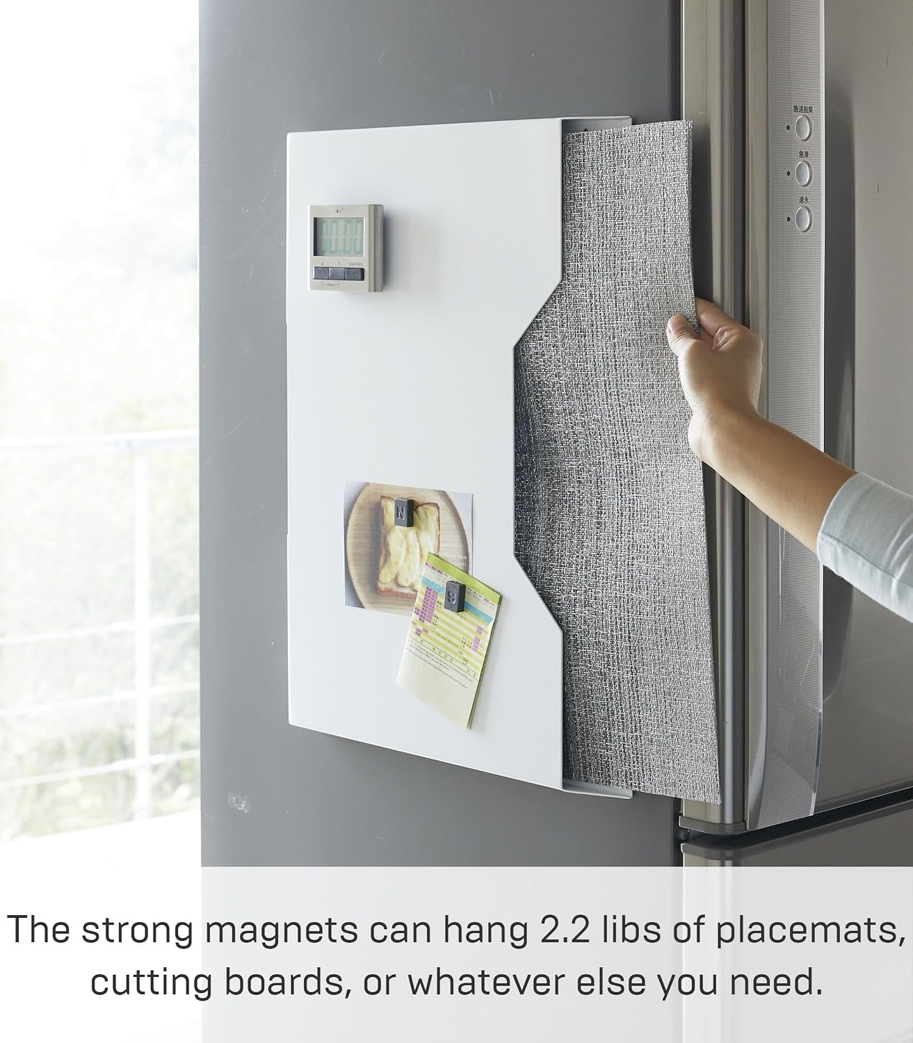 image:imageYAMAZAKI Home Tower Magnetic Placemat Organizer Rack Pocket Wall File For Fridge SteelWhite