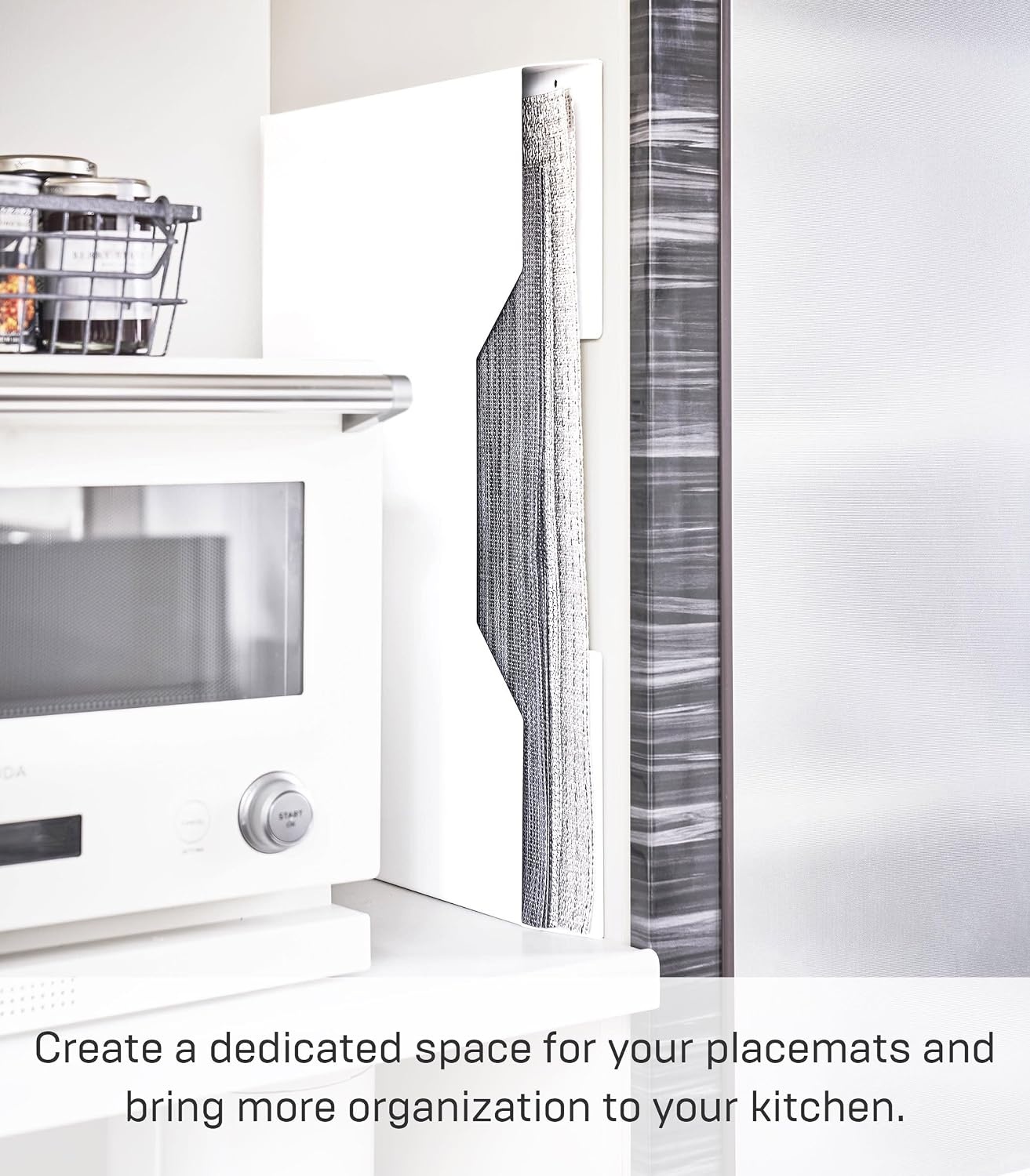 image:imageYAMAZAKI Home Tower Magnetic Placemat Organizer Rack Pocket Wall File For Fridge SteelWhite