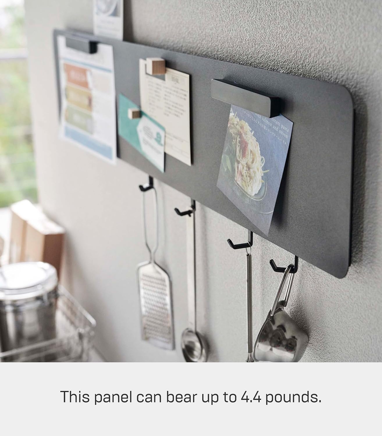 image:imageYAMAZAKI Home Tower Magnetic Wall Panel Small Metal Sheet with Hooks and Shelf Storage Organizer for Kitchen Or Entryway SteelBlack