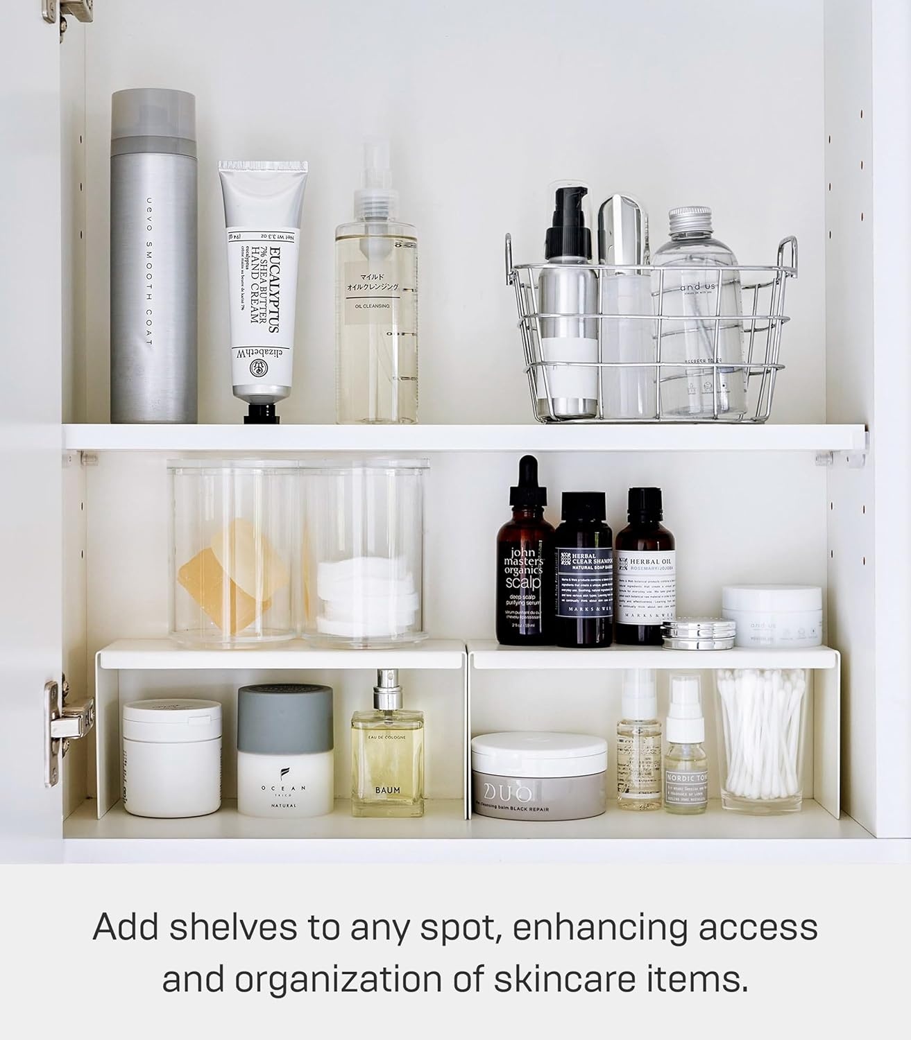 image:imageYAMAZAKI Home Tower Medicine Cabinet Vanity Storage Racks Set of 2 Bathroom Mirror Organizer Risers Steel White