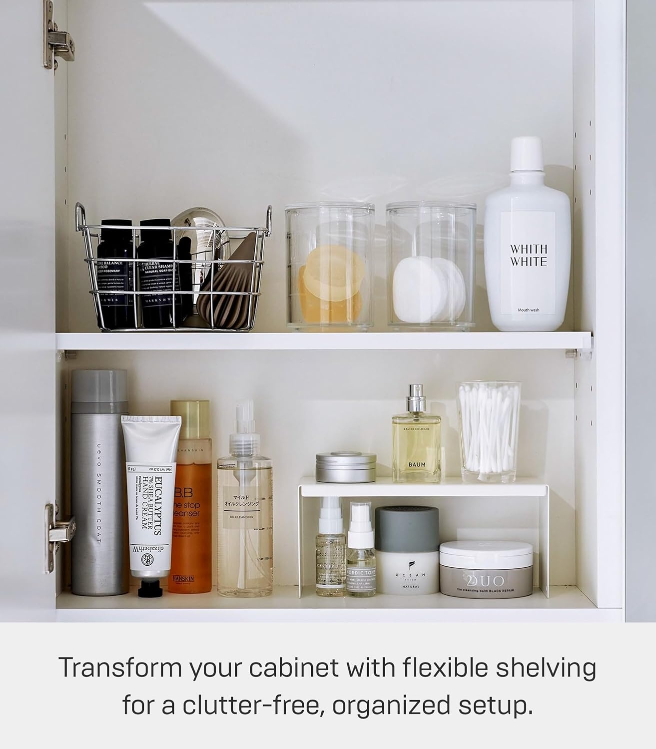 image:imageYAMAZAKI Home Tower Medicine Cabinet Vanity Storage Racks Set of 2 Bathroom Mirror Organizer Risers Steel White