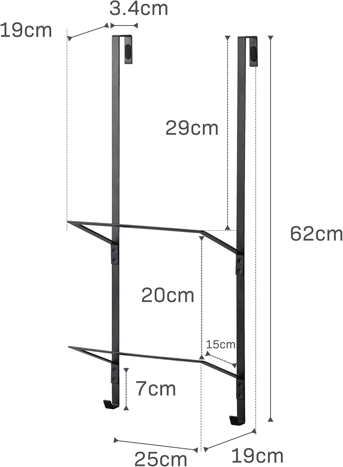 image:imageYAMAZAKI Home Tower OverTheDoor Yoga Mat Storage Hanger 3Tier Organizer for Foam Rollers Backpacks Hats Bags Extra Closet Space Saver SteelBlack