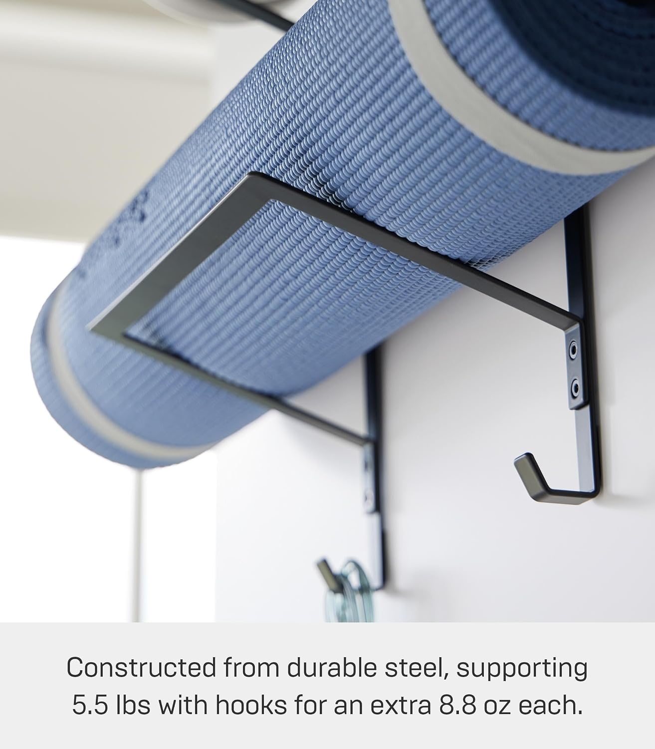 image:imageYAMAZAKI Home Tower OverTheDoor Yoga Mat Storage Hanger 3Tier Organizer for Foam Rollers Backpacks Hats Bags Extra Closet Space Saver SteelBlack