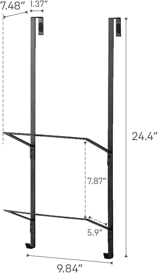 image:imageYAMAZAKI Home Tower OverTheDoor Yoga Mat Storage Hanger 3Tier Organizer for Foam Rollers Backpacks Hats Bags Extra Closet Space Saver SteelBlack