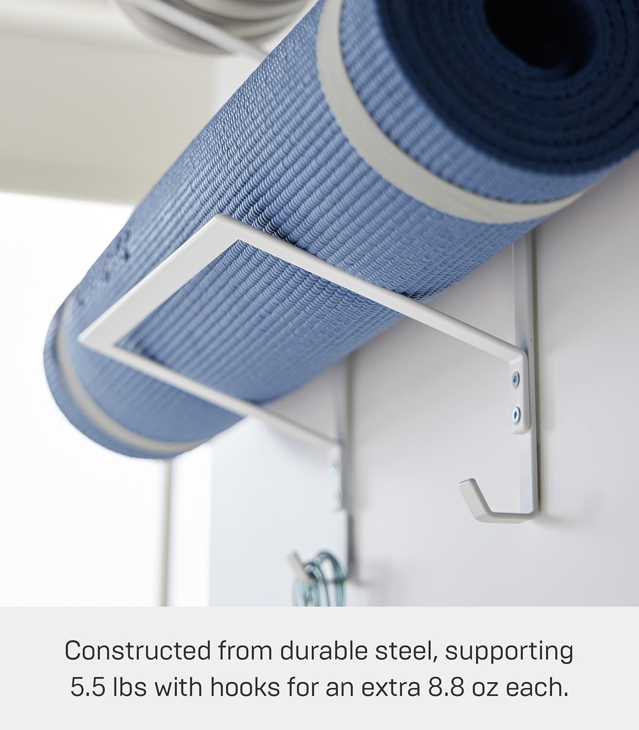 image:imageYAMAZAKI Home Tower OverTheDoor Yoga Mat Storage Hanger 3Tier Organizer for Foam Rollers Backpacks Hats Bags Extra Closet Space Saver SteelWhite