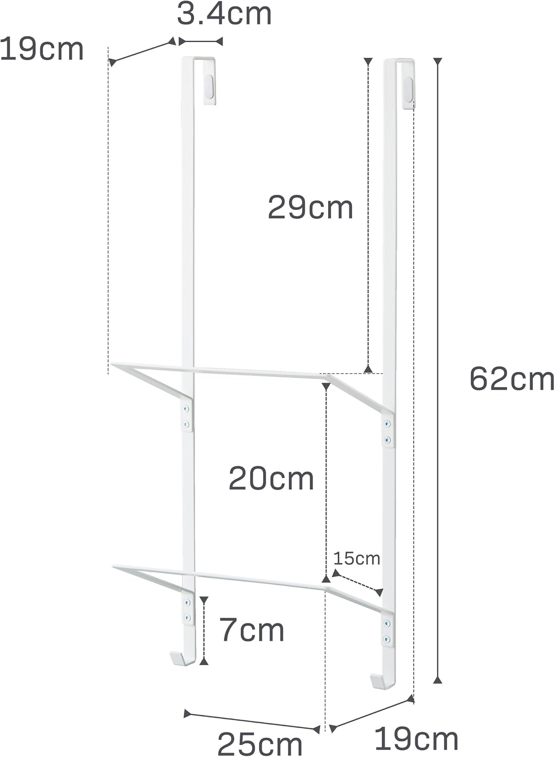 image:imageYAMAZAKI Home Tower OverTheDoor Yoga Mat Storage Hanger 3Tier Organizer for Foam Rollers Backpacks Hats Bags Extra Closet Space Saver SteelWhite