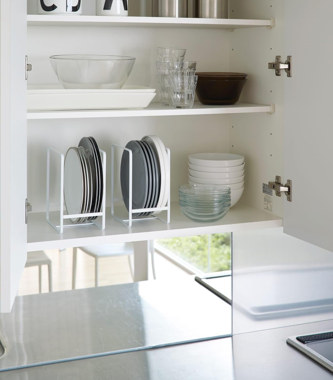 image:imageYAMAZAKI Home Tower Plate RackDish StandDish StoragePlate Holder Large SteelWhite