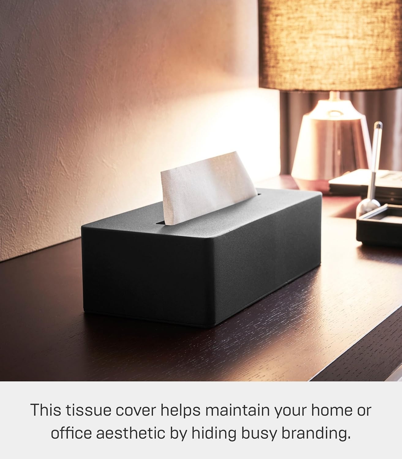 image:imageYAMAZAKI Home Tower Rectangular Reusable Tissue Box Holder Cover Metal Container Case for Kitchen Bathroom Or Bedroom SteelBlack