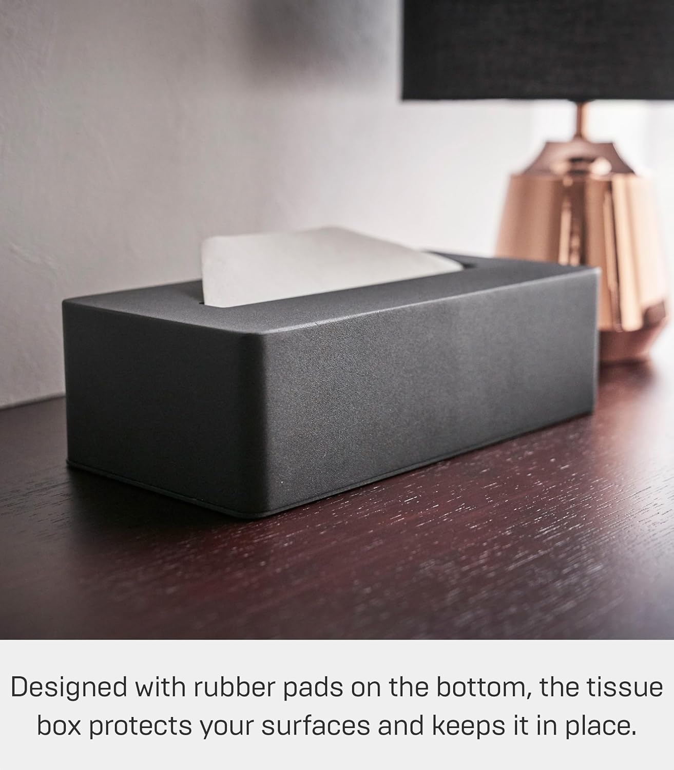 image:imageYAMAZAKI Home Tower Rectangular Reusable Tissue Box Holder Cover Metal Container Case for Kitchen Bathroom Or Bedroom SteelBlack